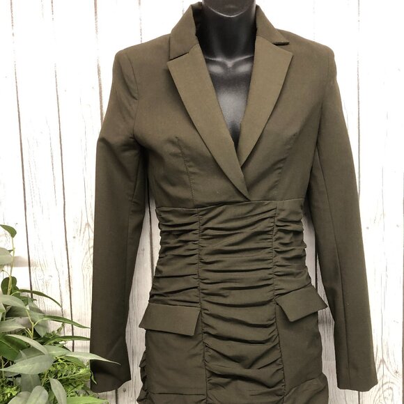 ZARA  Olive Green Dress Size XS New - Picture 1 of 6